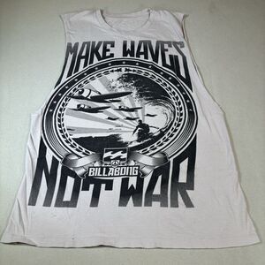 BILLABONG MENS WHITE TANK TOP Men M Shirt Life Guard Surf “ Make Waves Not War”
